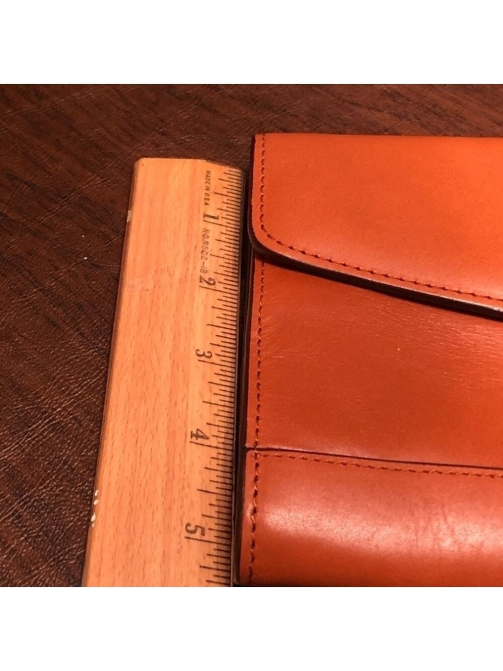 Ralph Lauren Tan Leather Clutch Bag.Built in makeup mirror in flap. - Picture 7 of 7